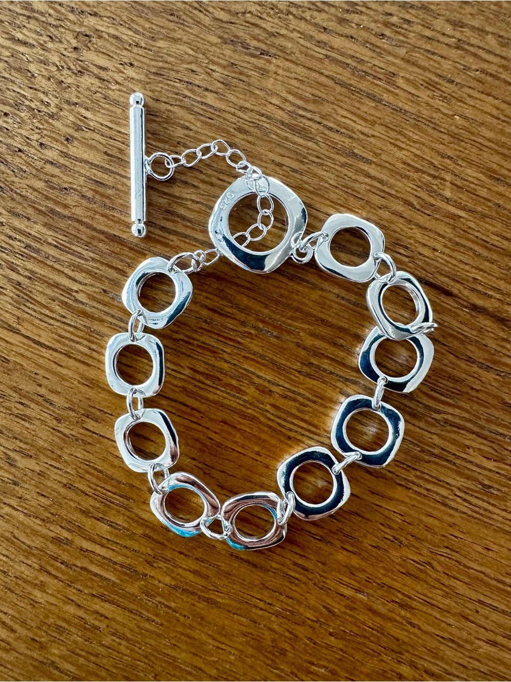 Sterling Silver 925 Open Circle Link Bracelet - 8”